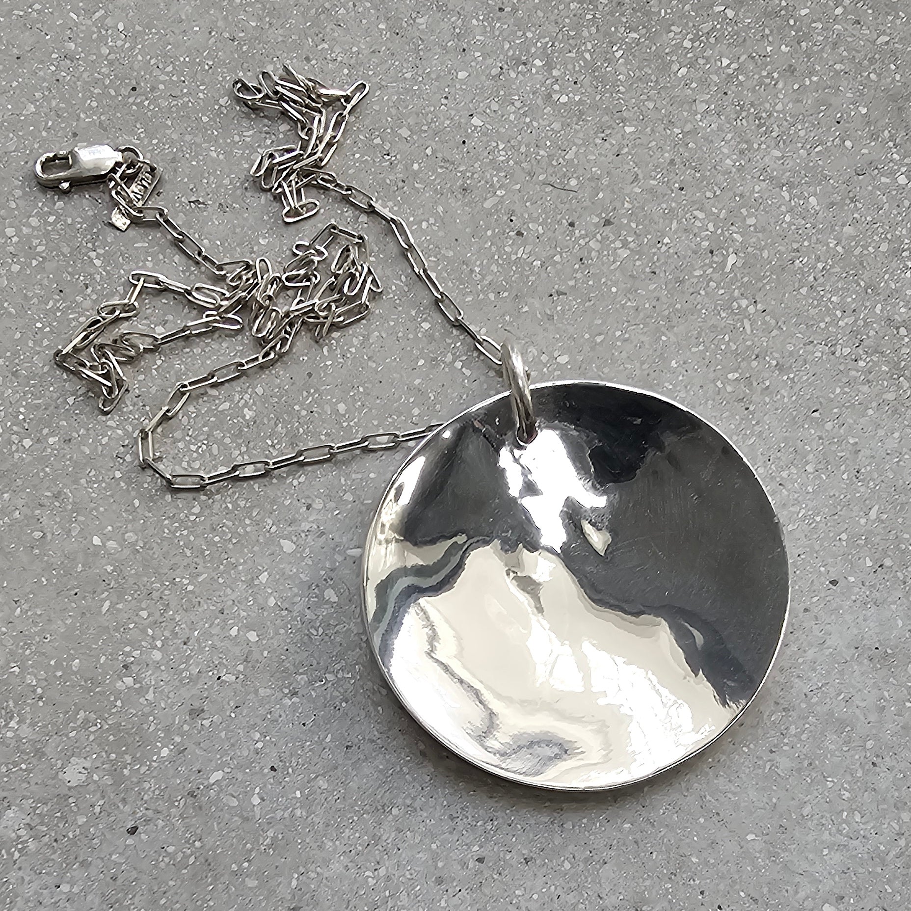 Big Circle Pendant Sterling Silver Hi Polish