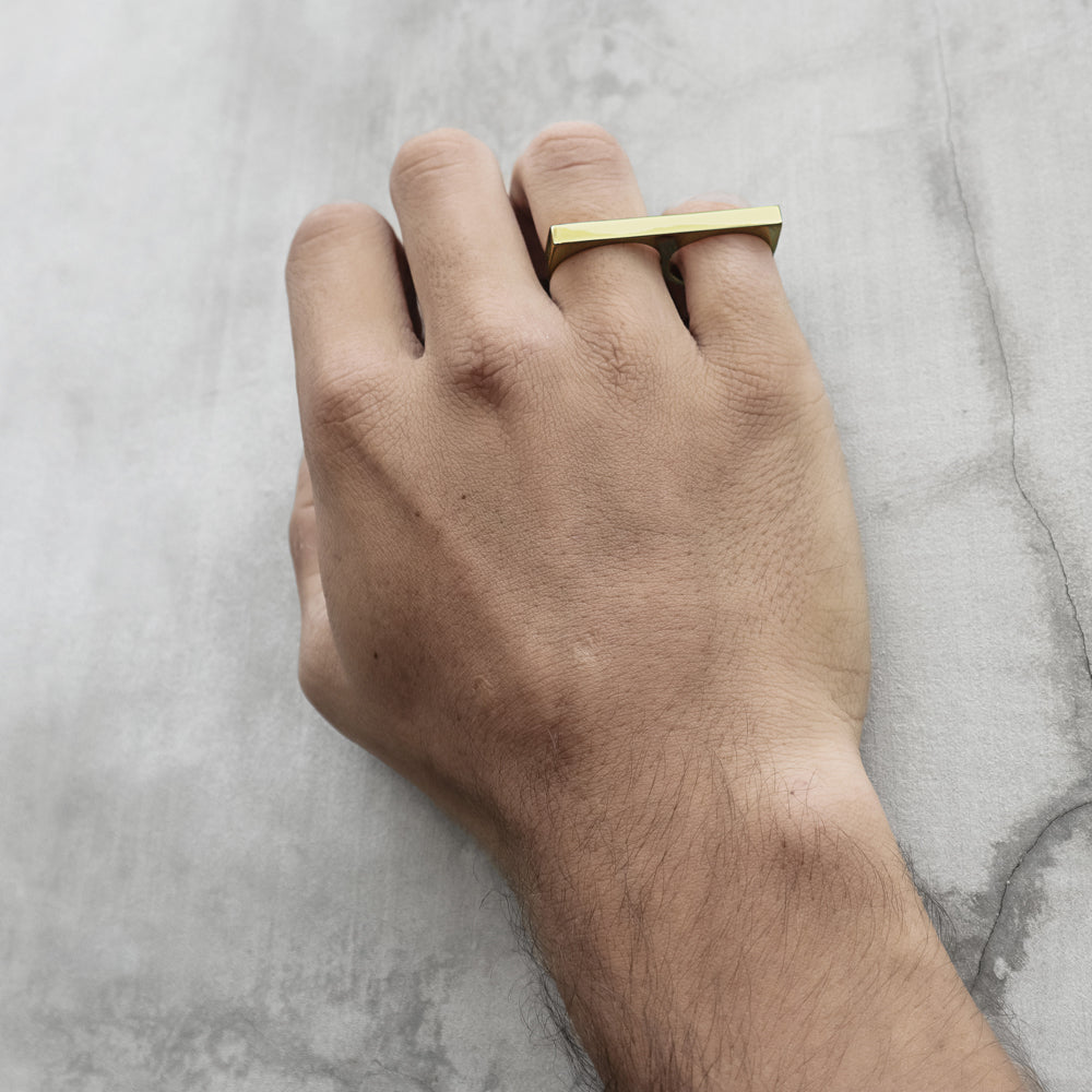 2 Finger Ring Slim Square Gold