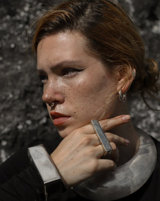 3 Finger Ring Wide Silver