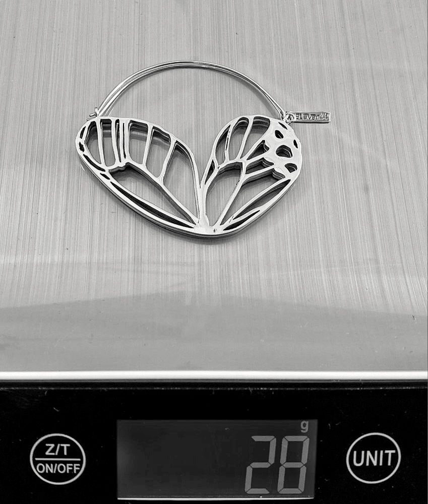 Butterfly Wing Hoops Silver - eleven44