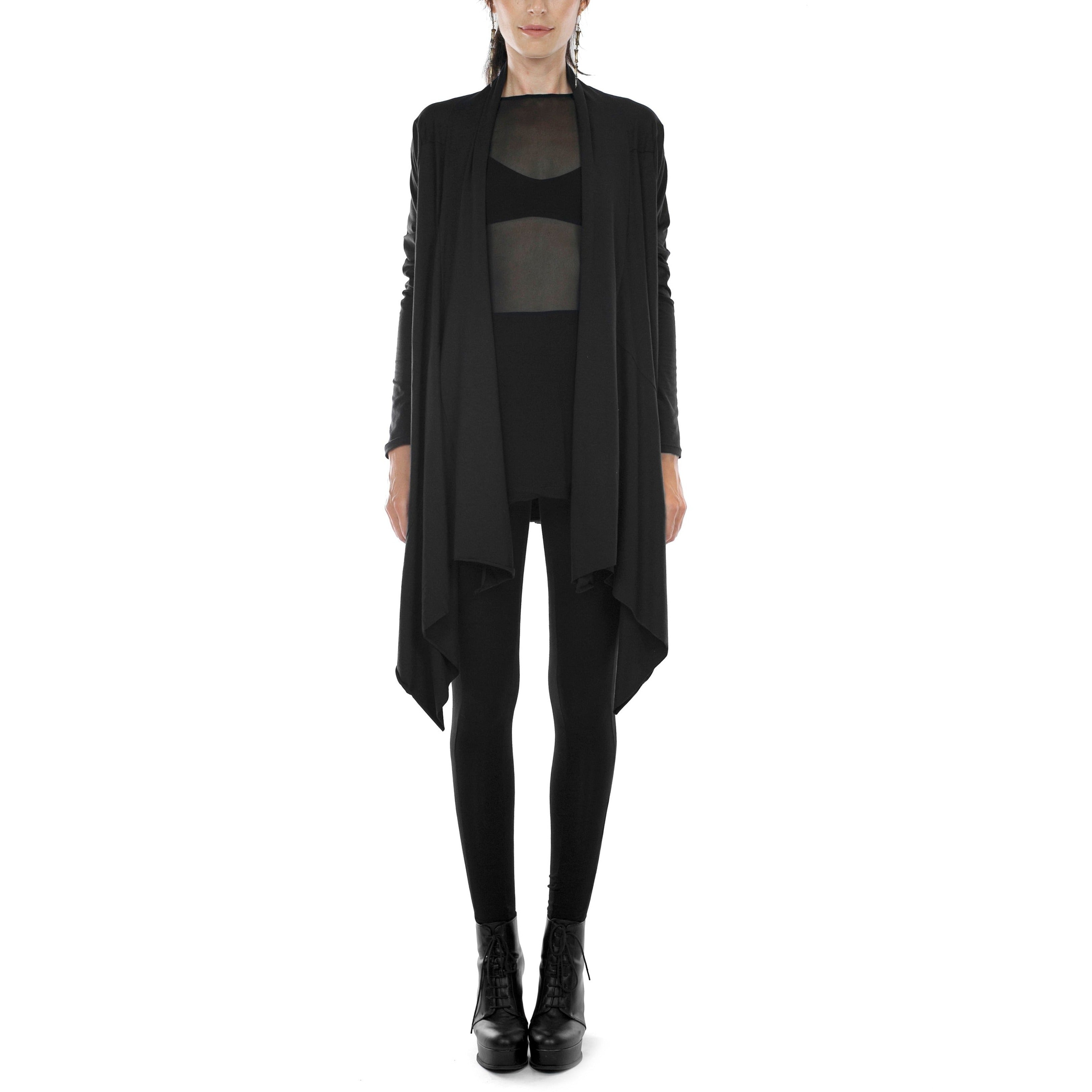 Black Draped Cardigan Modal Lycra