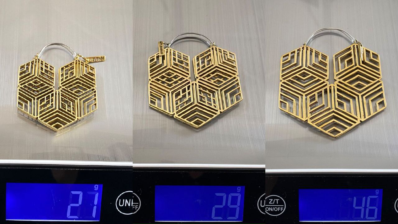 Hexagonal Hoops Brass - eleven44