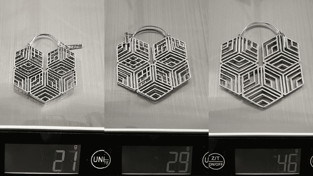 Hexagonal Hoops Silver - eleven44