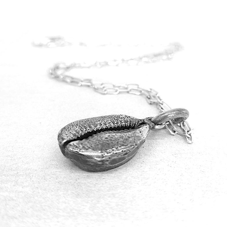 Cowrie Shell Pendant Sterling Silver