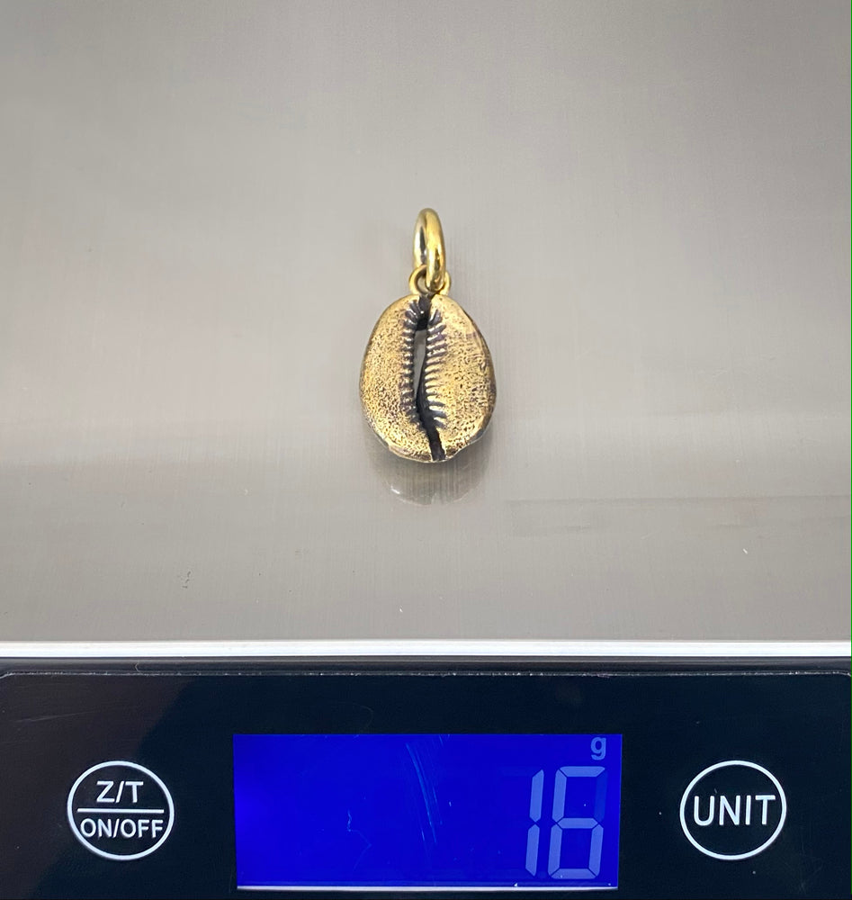 Cowrie Shell Pendant Brass