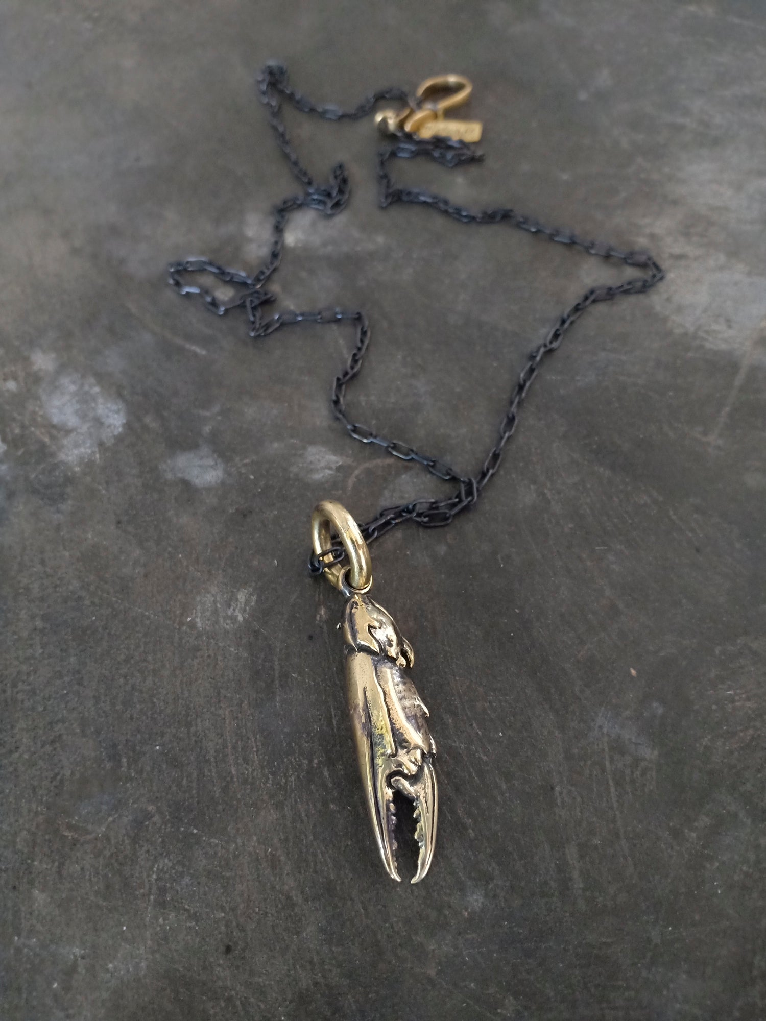 Crab Claw Pendant Brass