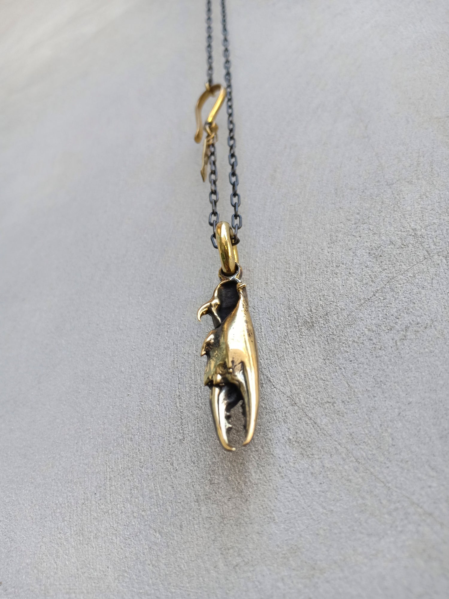 Crab Claw Pendant Brass