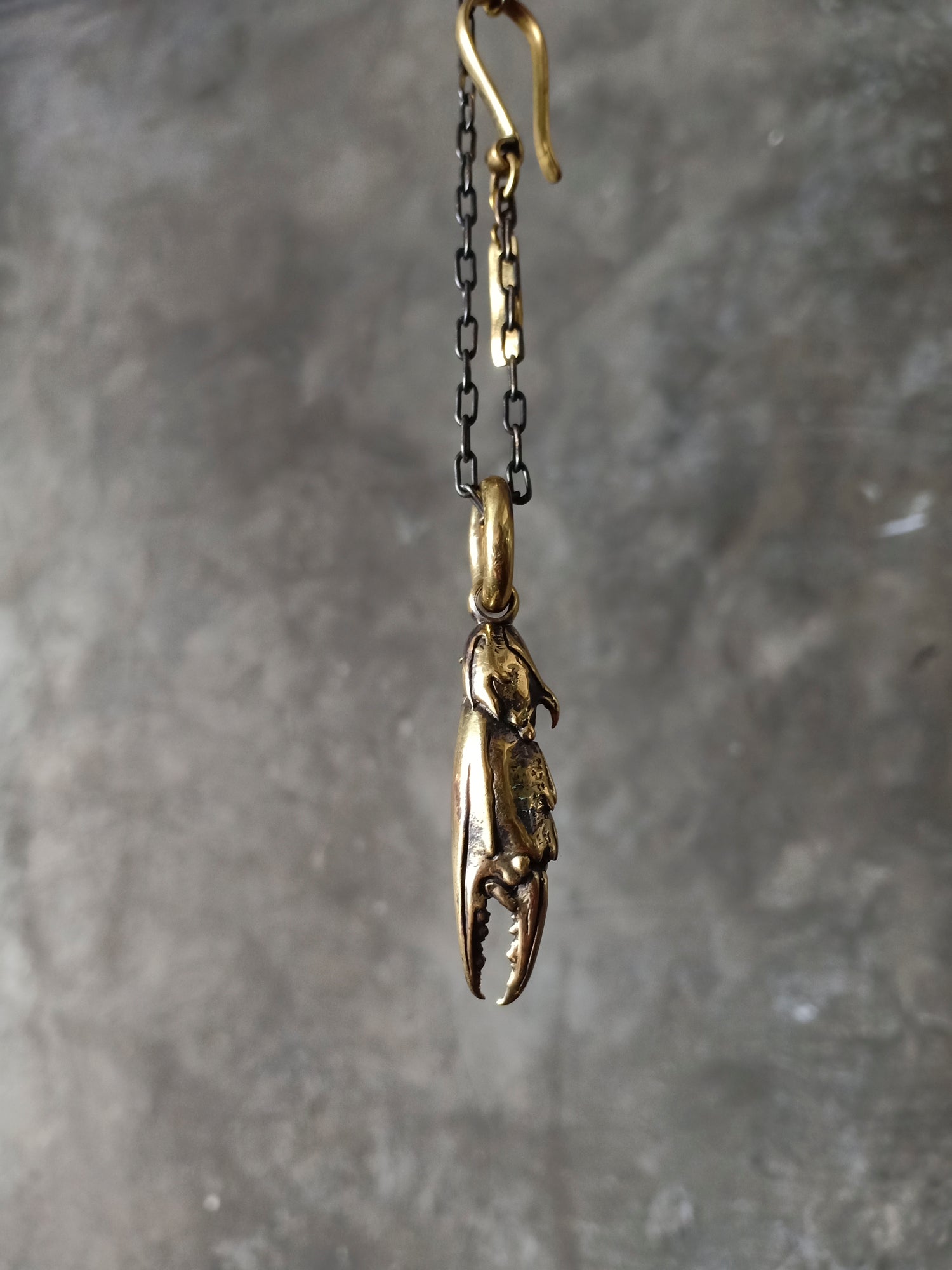 Crab Claw Pendant Brass