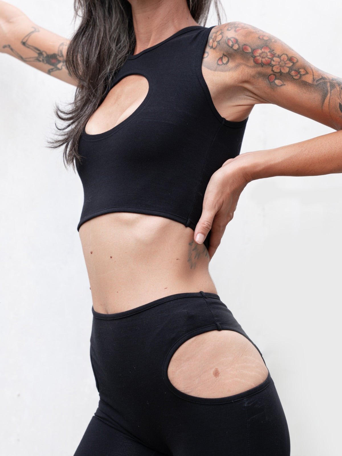 Cut Out Crop Top Black