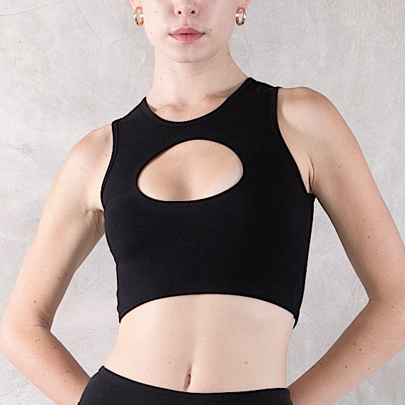 Cut Out Crop Top Black