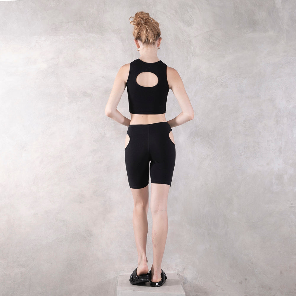 Cut Out Bike Shorts Black
