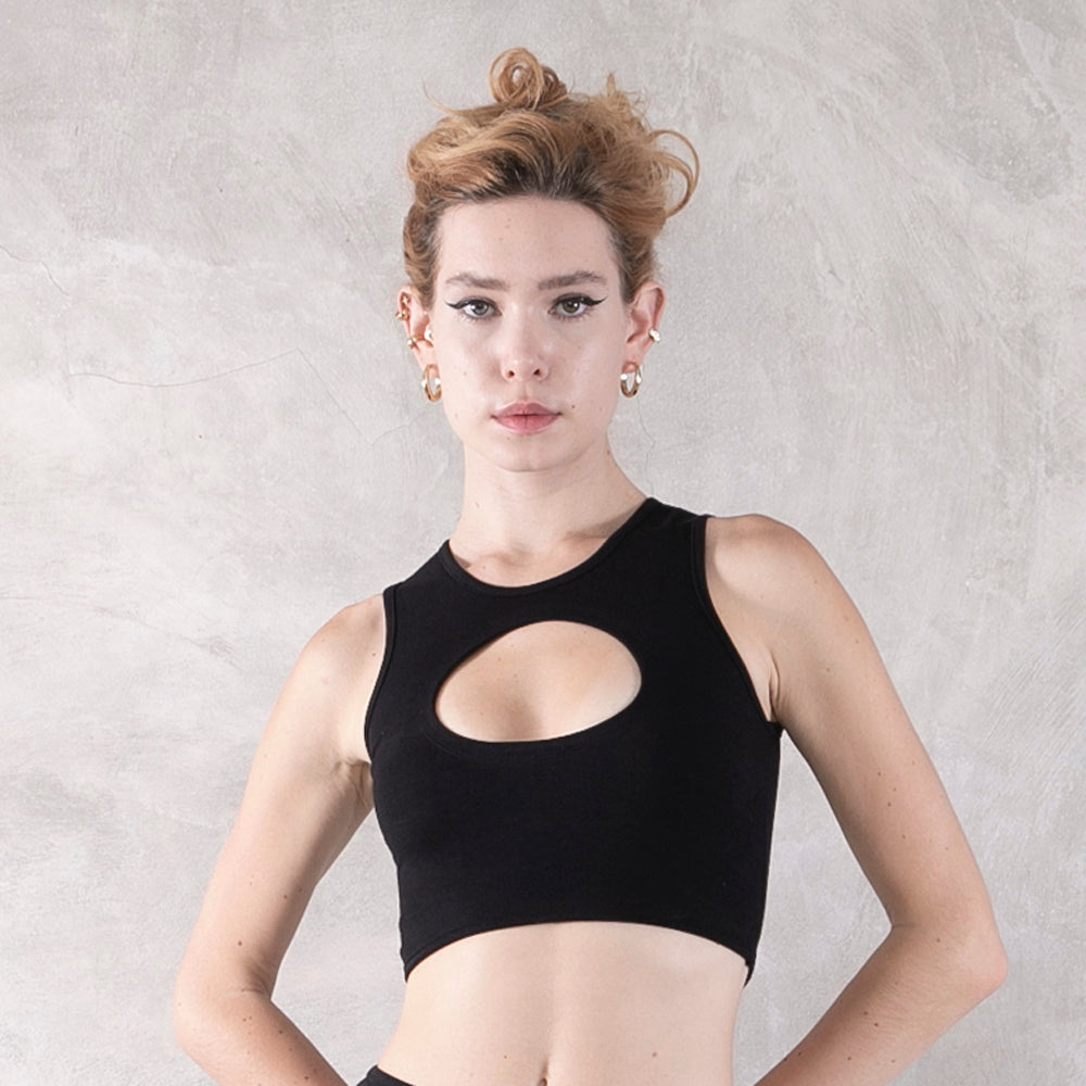 Cut Out Bike Shorts Black