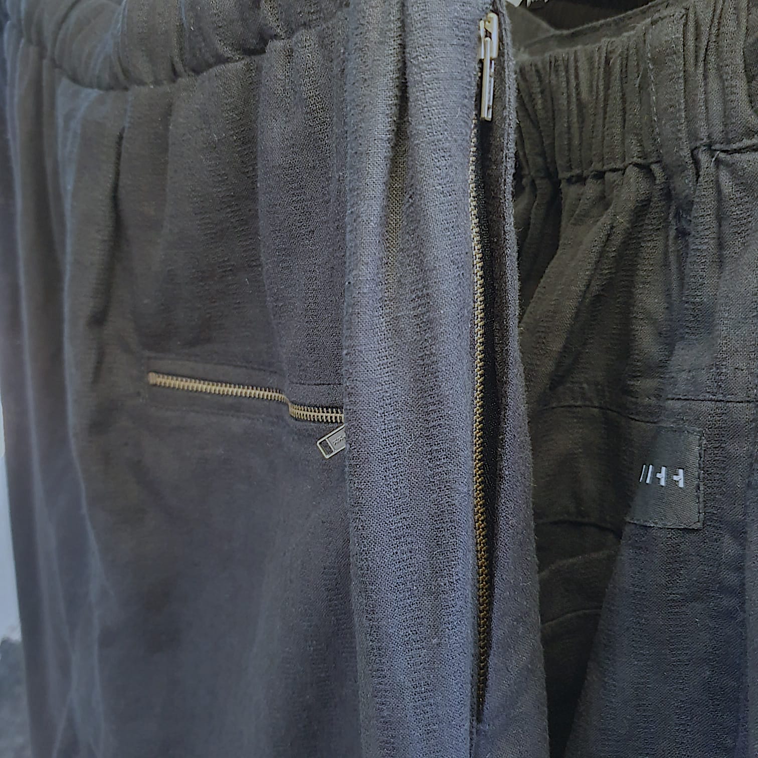 Hemp Stripe Easy Fit Pants Black