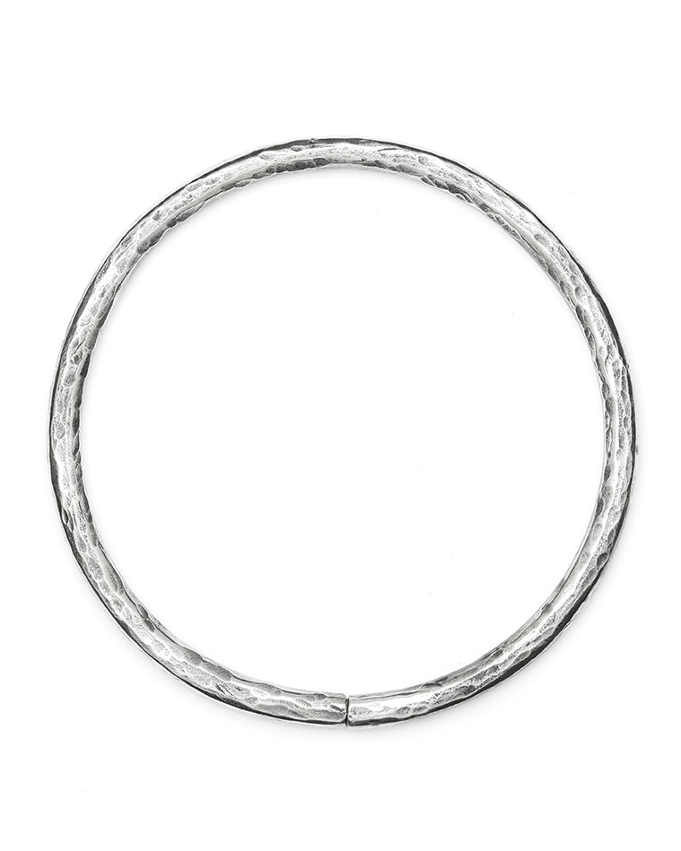 Gauged Hammered Hoops Silver