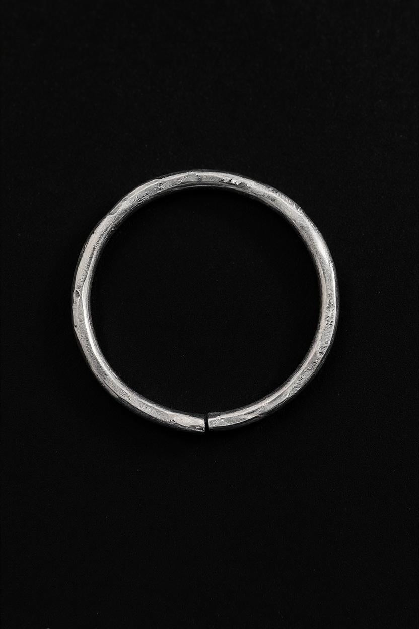 Gauged Hammered Hoops Silver
