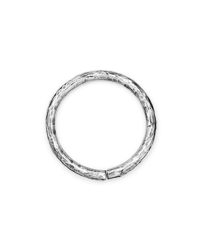Gauged Hammered Hoops Silver