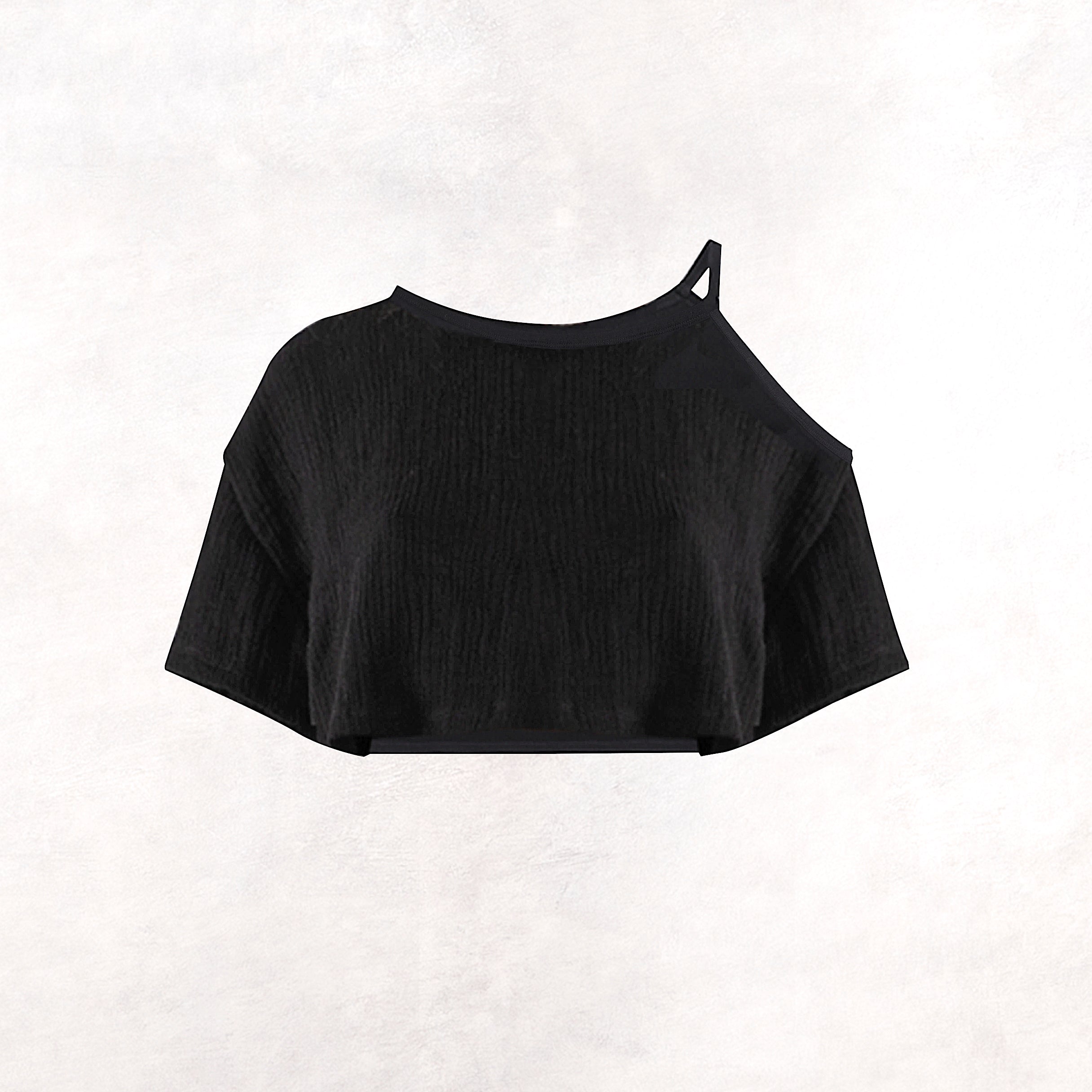 Hemp Gauze Crop Top Black