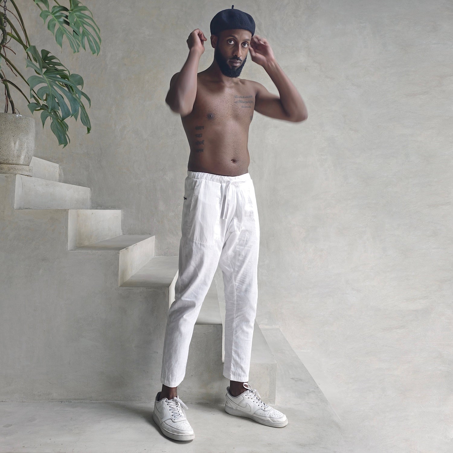Hemp Easy Fit Pants White Men