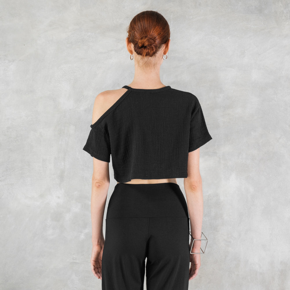 Hemp Gauze Crop Top Black