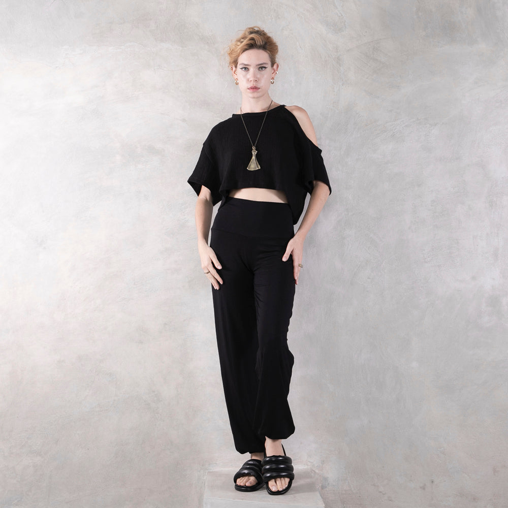 Hemp Gauze Crop Top Black