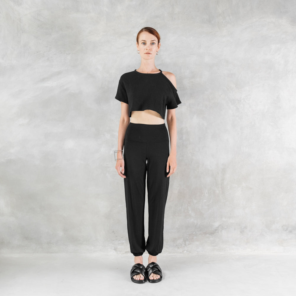 Hemp Gauze Crop Top Black