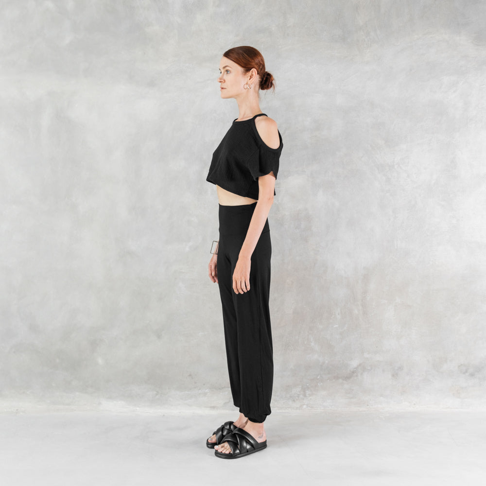 Hemp Gauze Crop Top Black