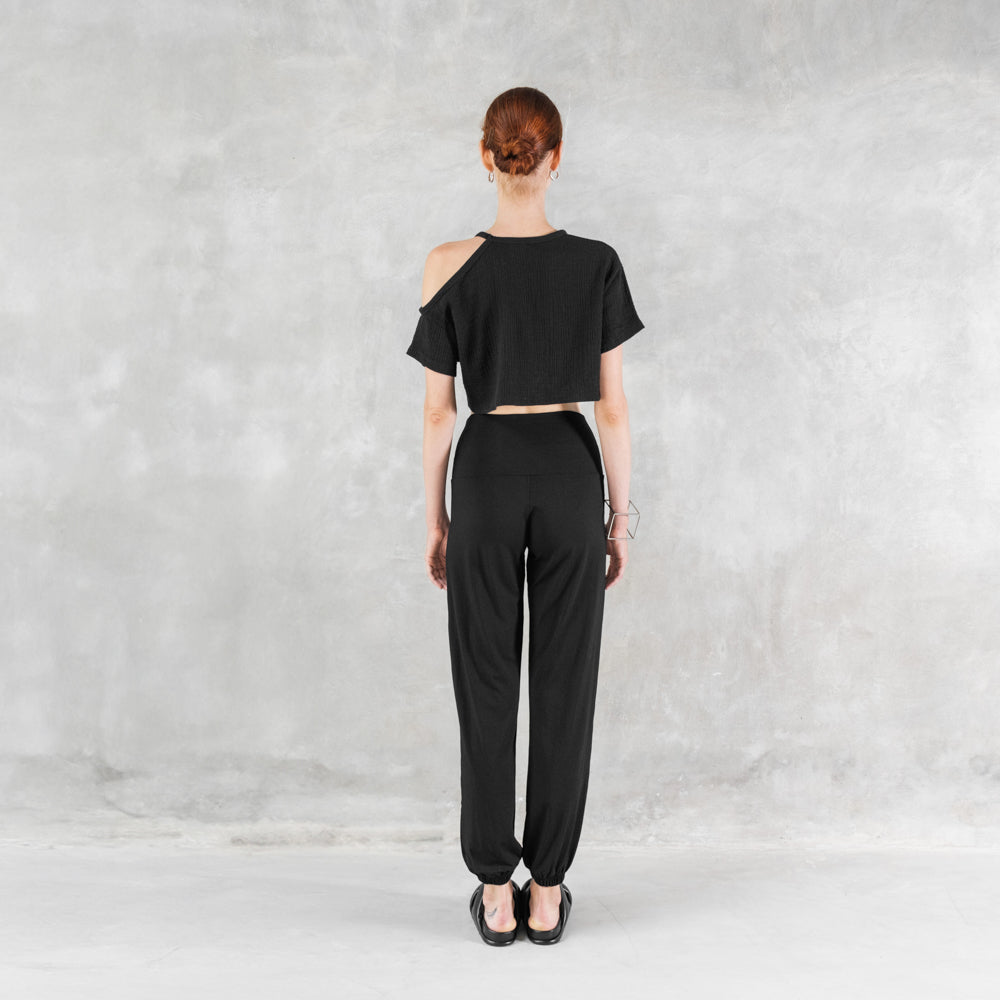 Hemp Gauze Crop Top Black