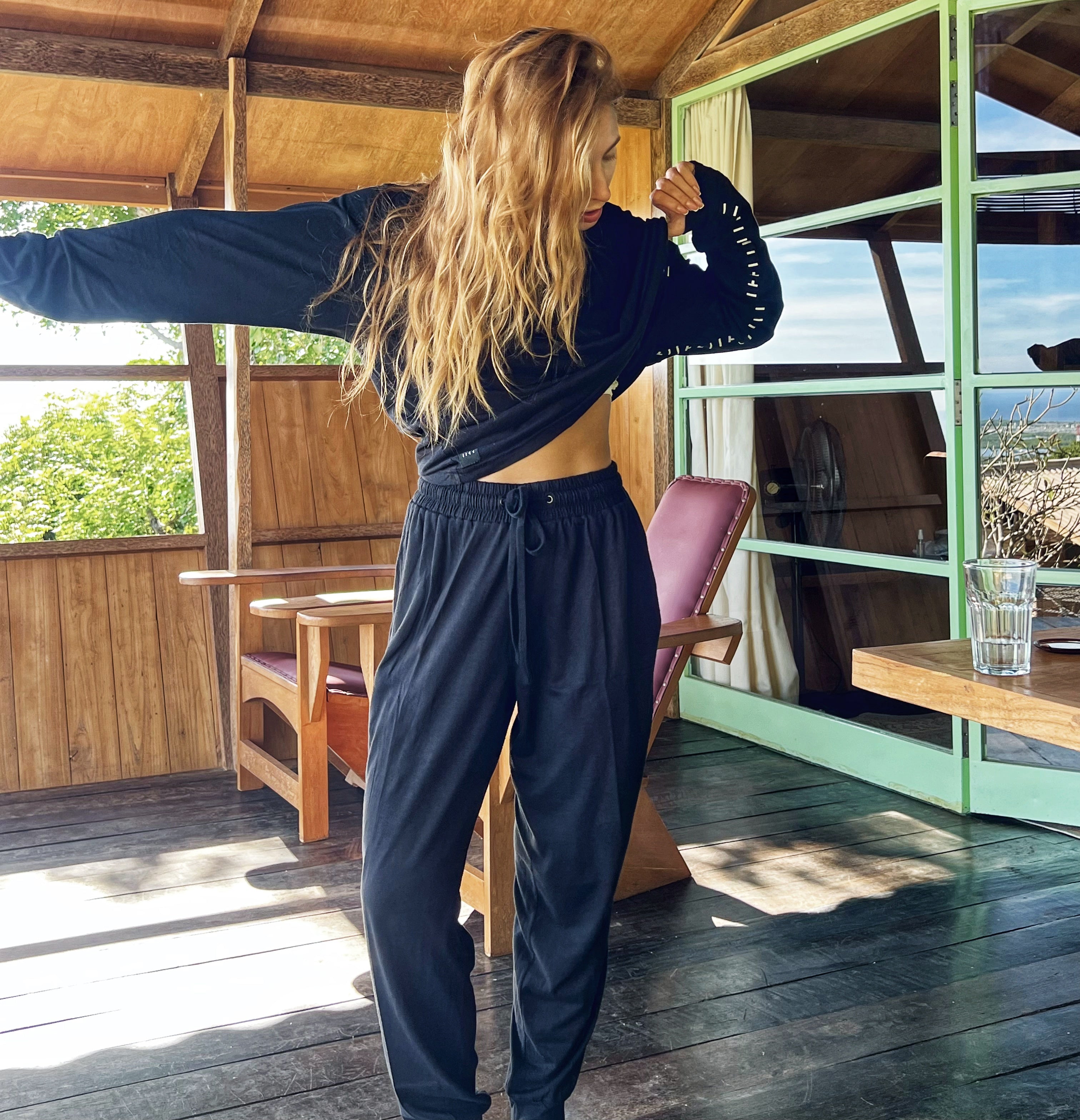 Hemp Slub Sweatpants Black