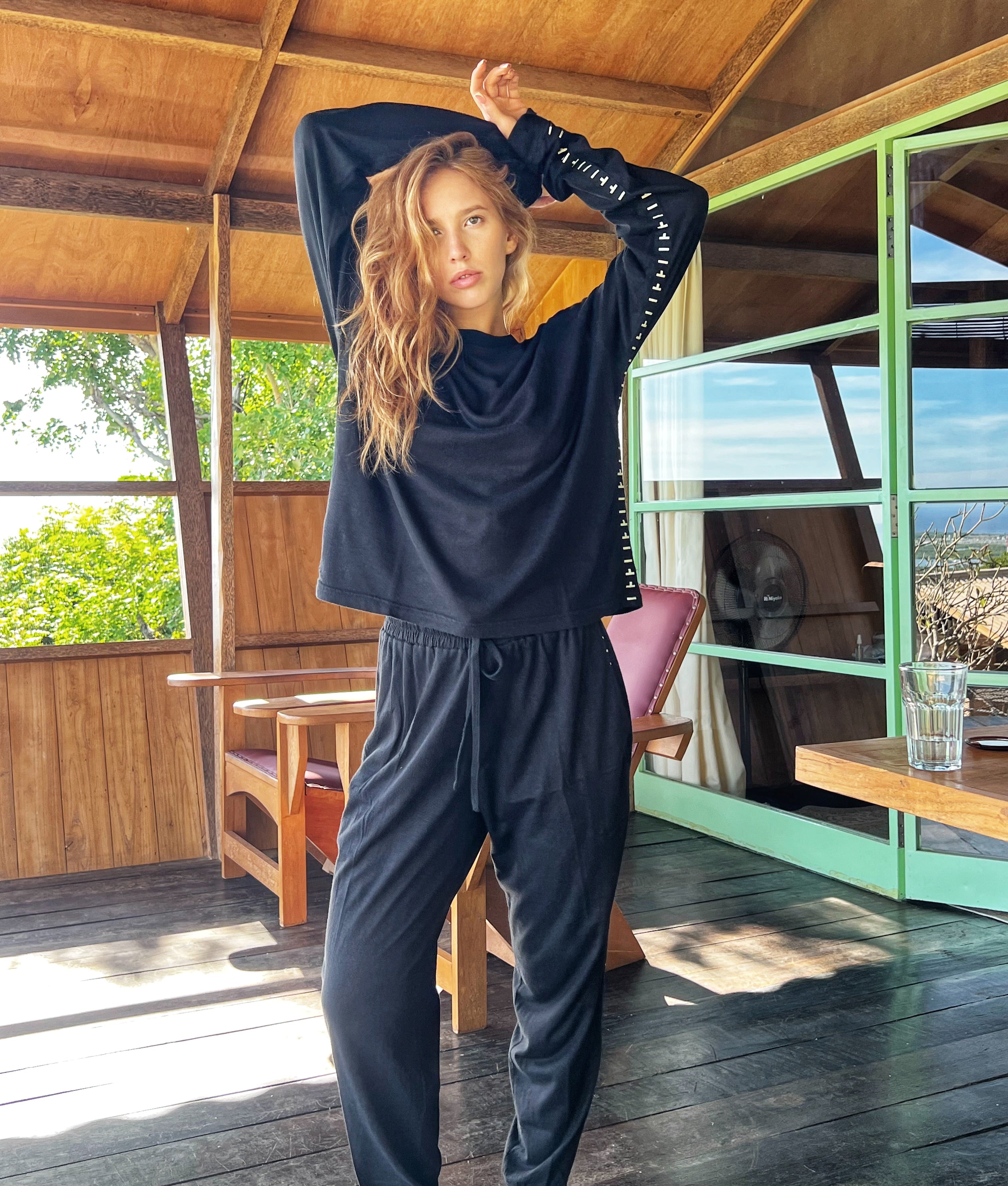 Hemp Slub Sweatpants Black