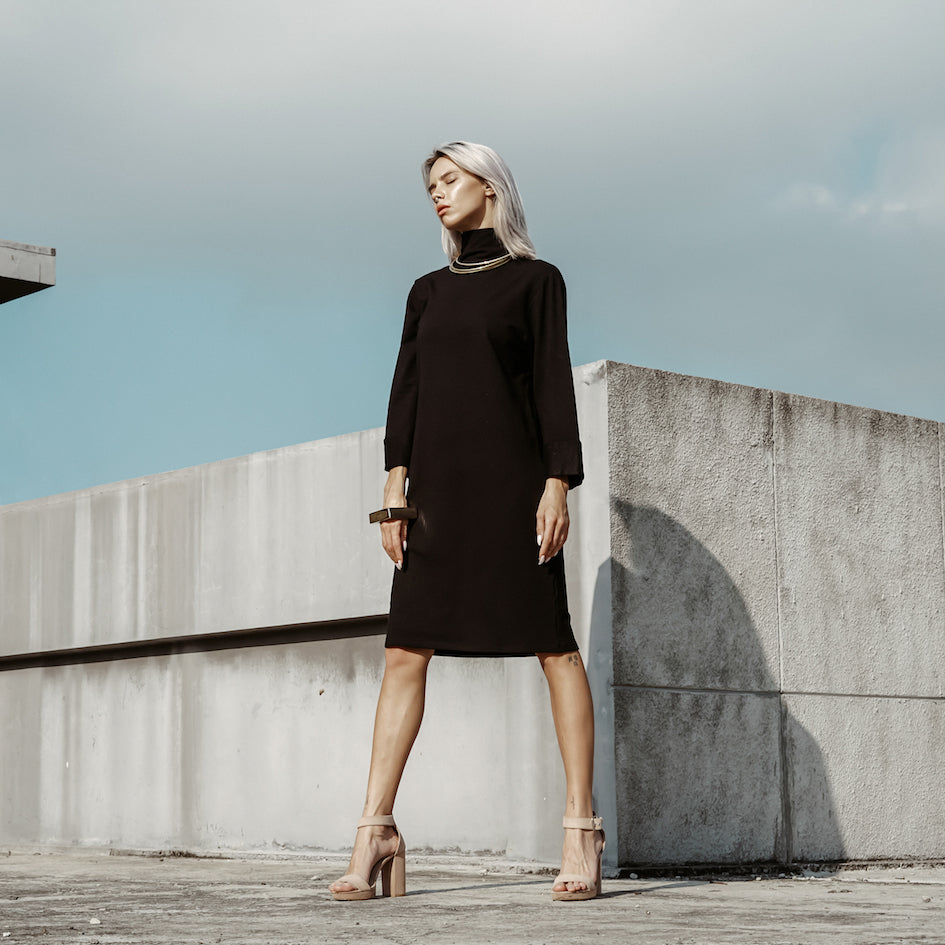 eleven44 Women's Hemp Knit Turtleneck Sweater Dress