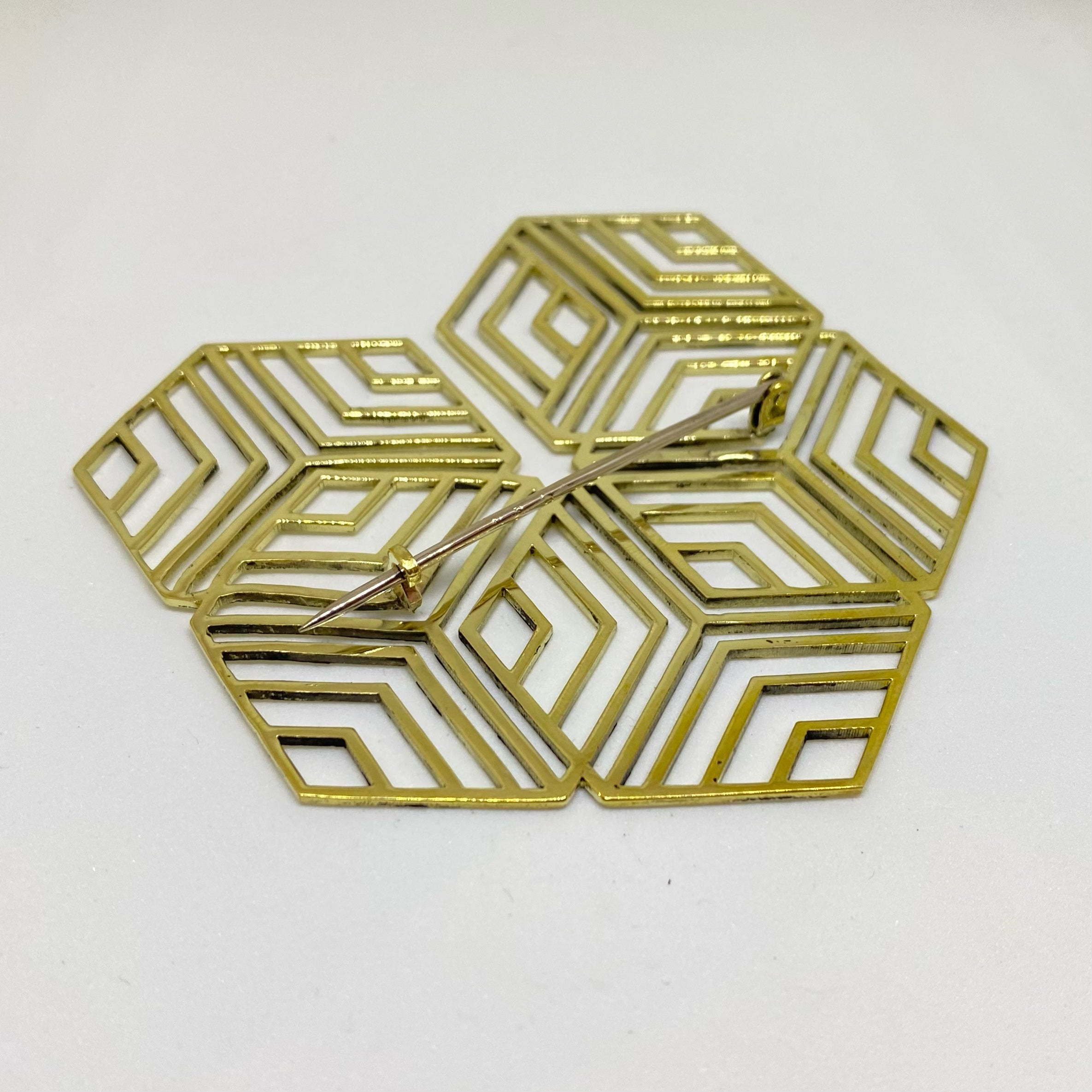Hexagonal Brooch Brass