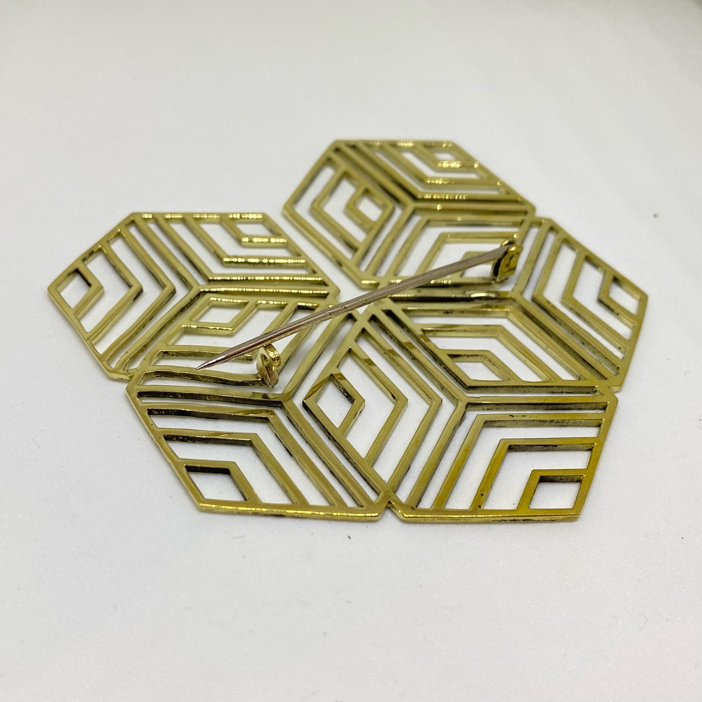 Hexagonal Brooch Brass