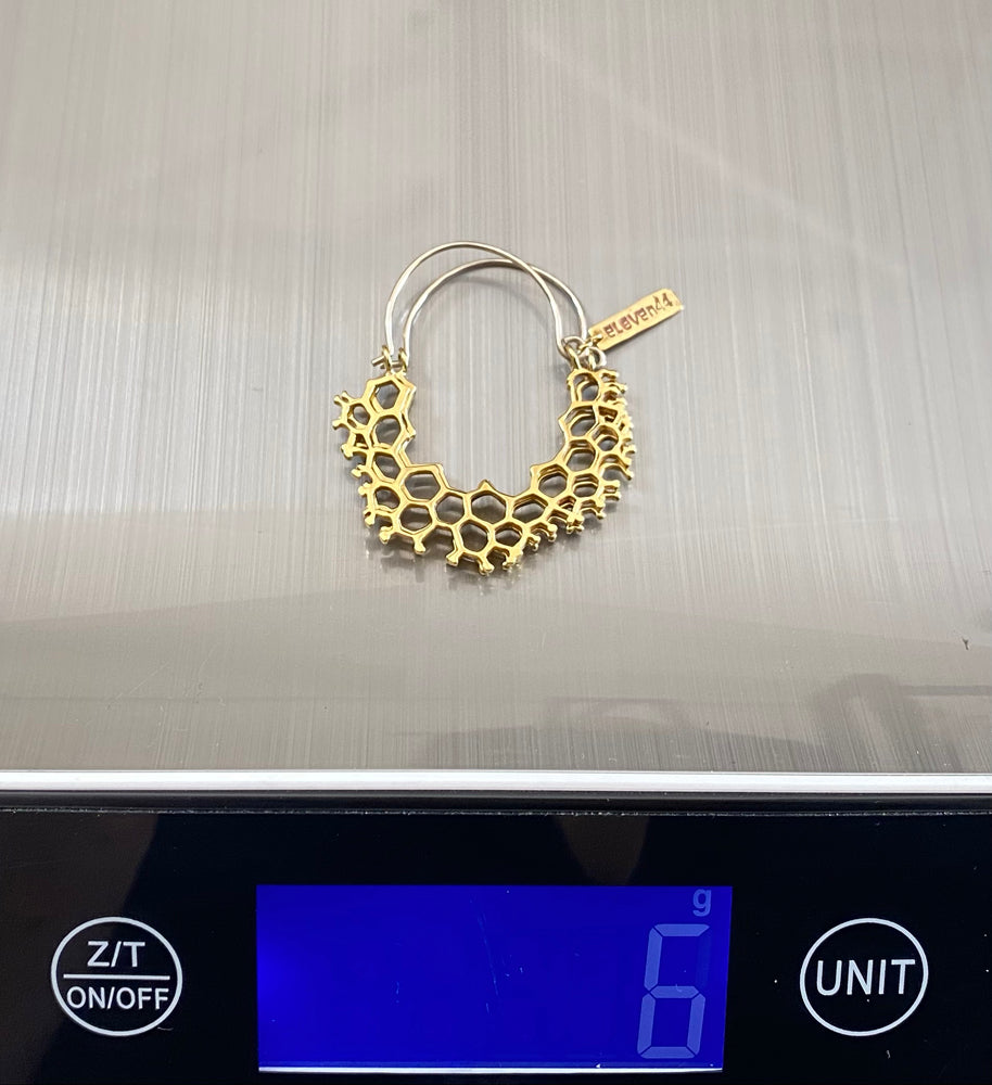 Hex Mini Hoops Brass