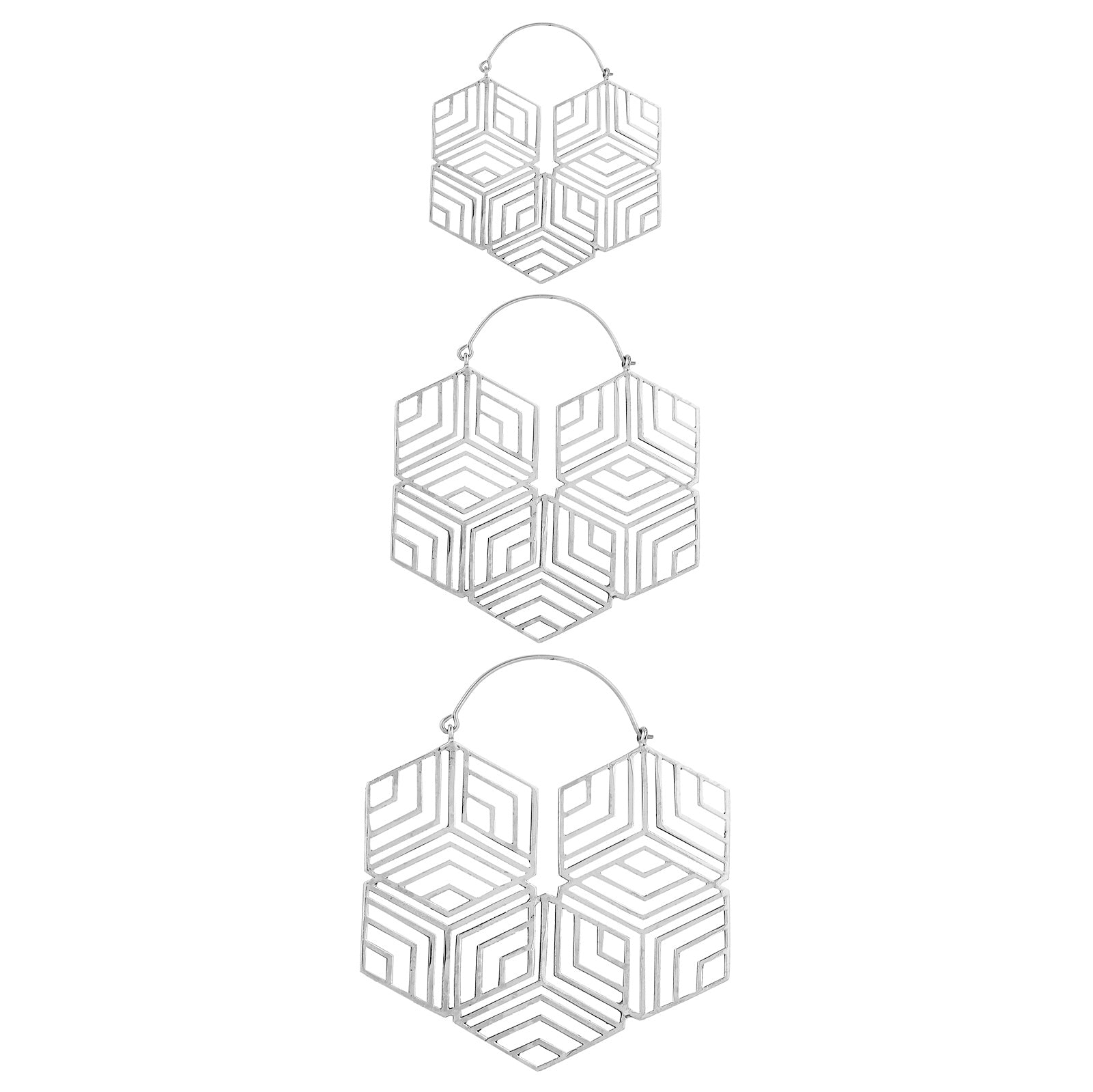 Hexagonal Hoops Silver