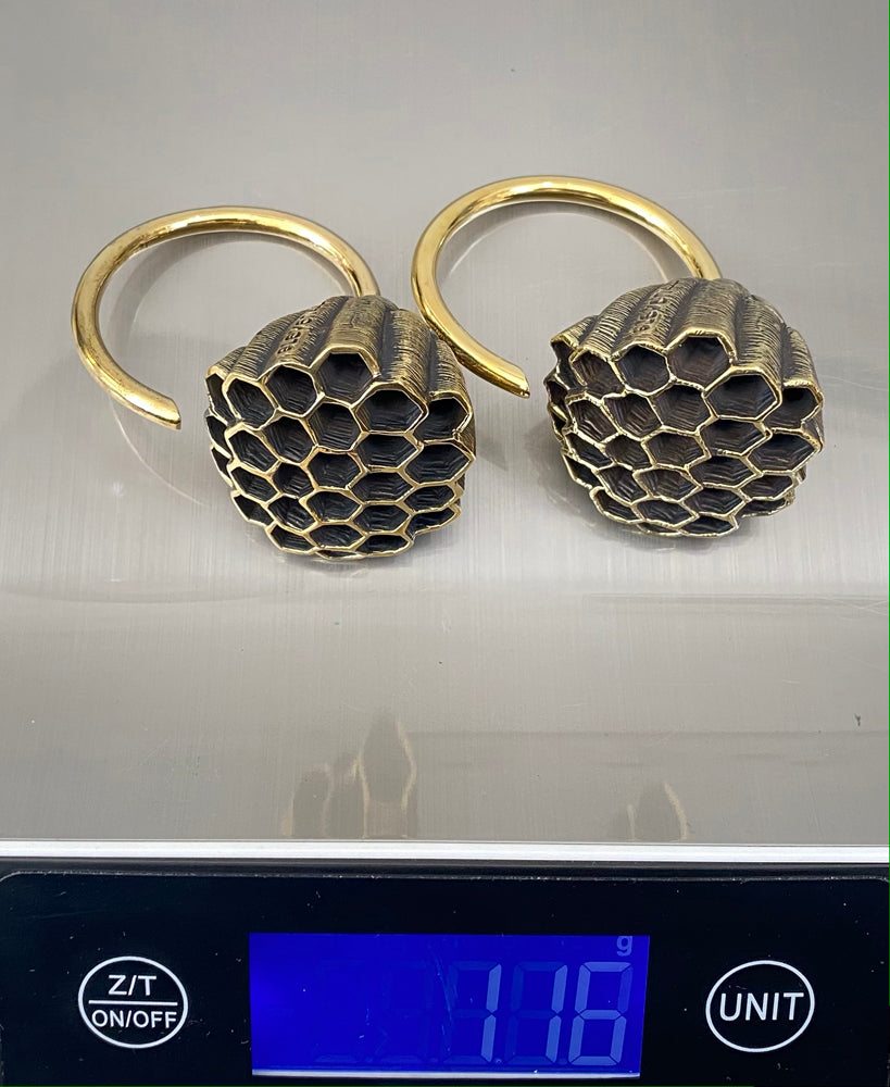 Honeycomb Ear Weights Brass