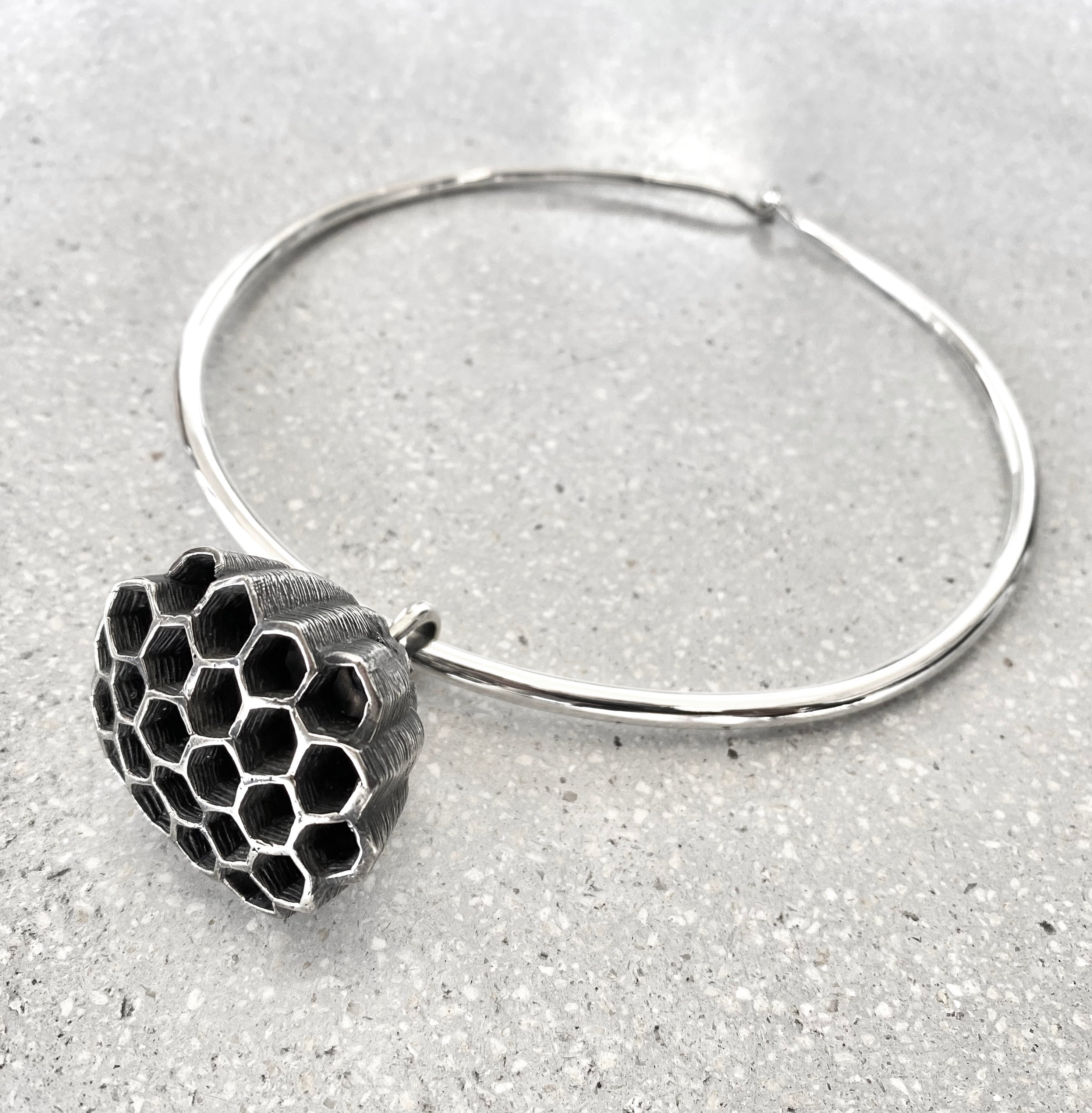 Honeycomb Pendant Sterling Silver