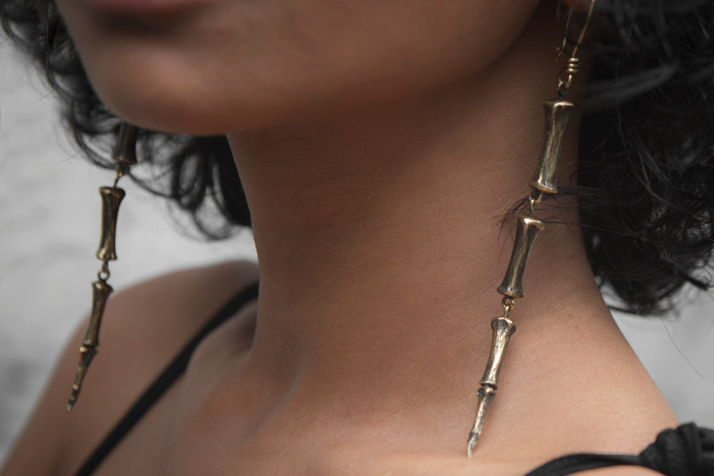 Horse Tail Bone Earrings Brass