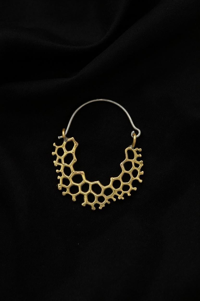 Hex Hoops Mini Brass