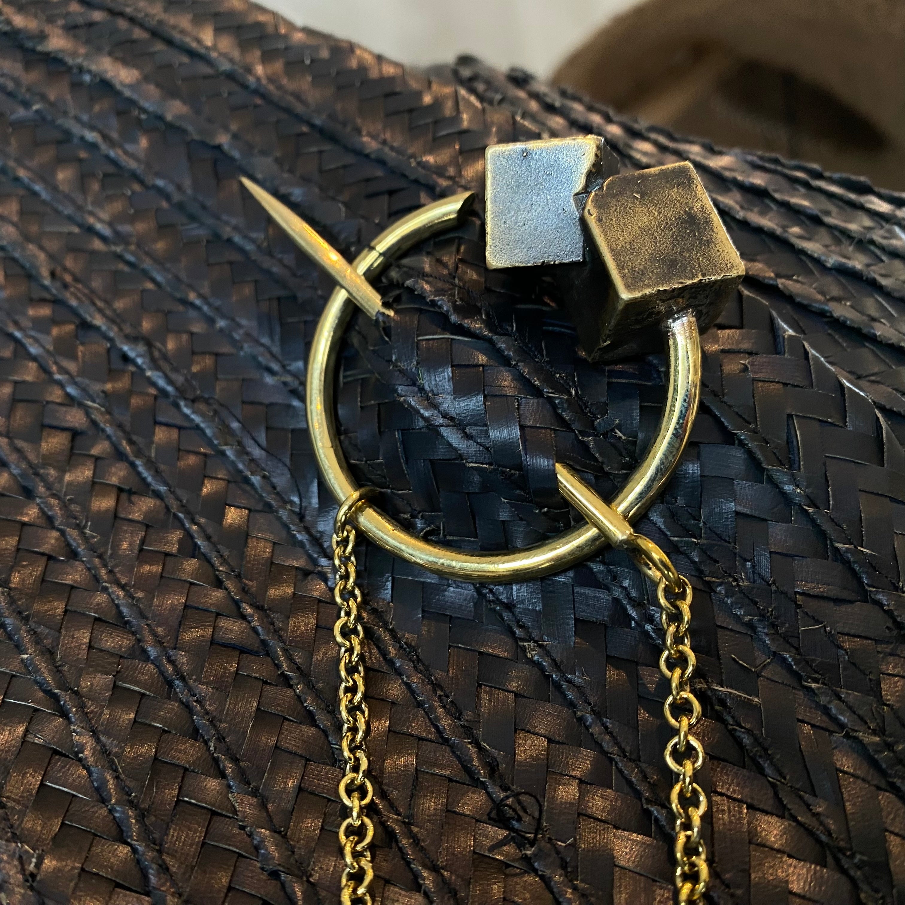 Pyrite Brooch Brass