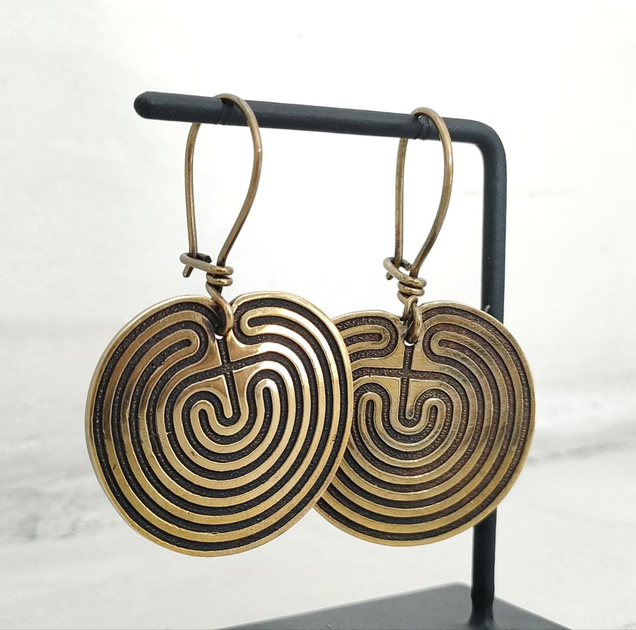 Labyrinth Earrings Brass