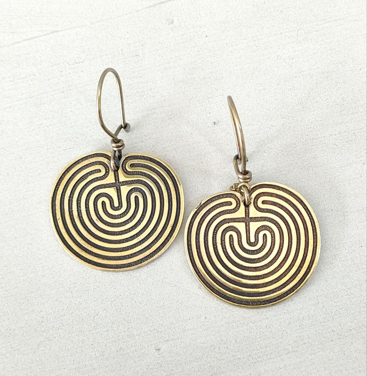 Labyrinth Earrings Brass