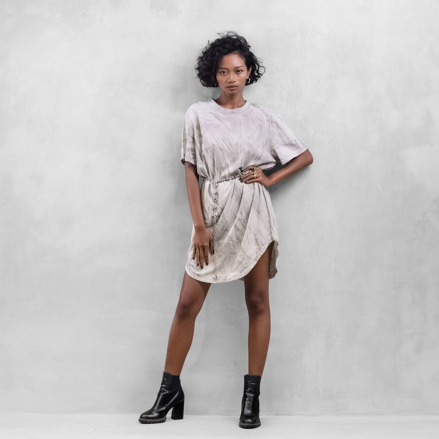 Men's Hand Painted Grey Long Tshirt Organic Cotton