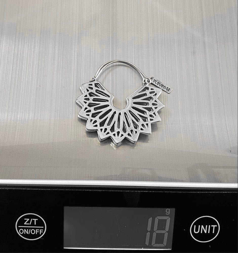 Mandala Hoop Earrings Silver - eleven44