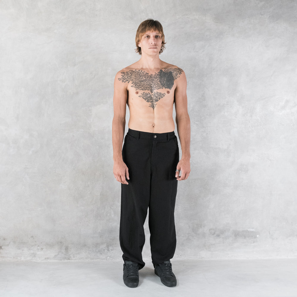 Men's Oversized Woven Gray Fabric Trousers