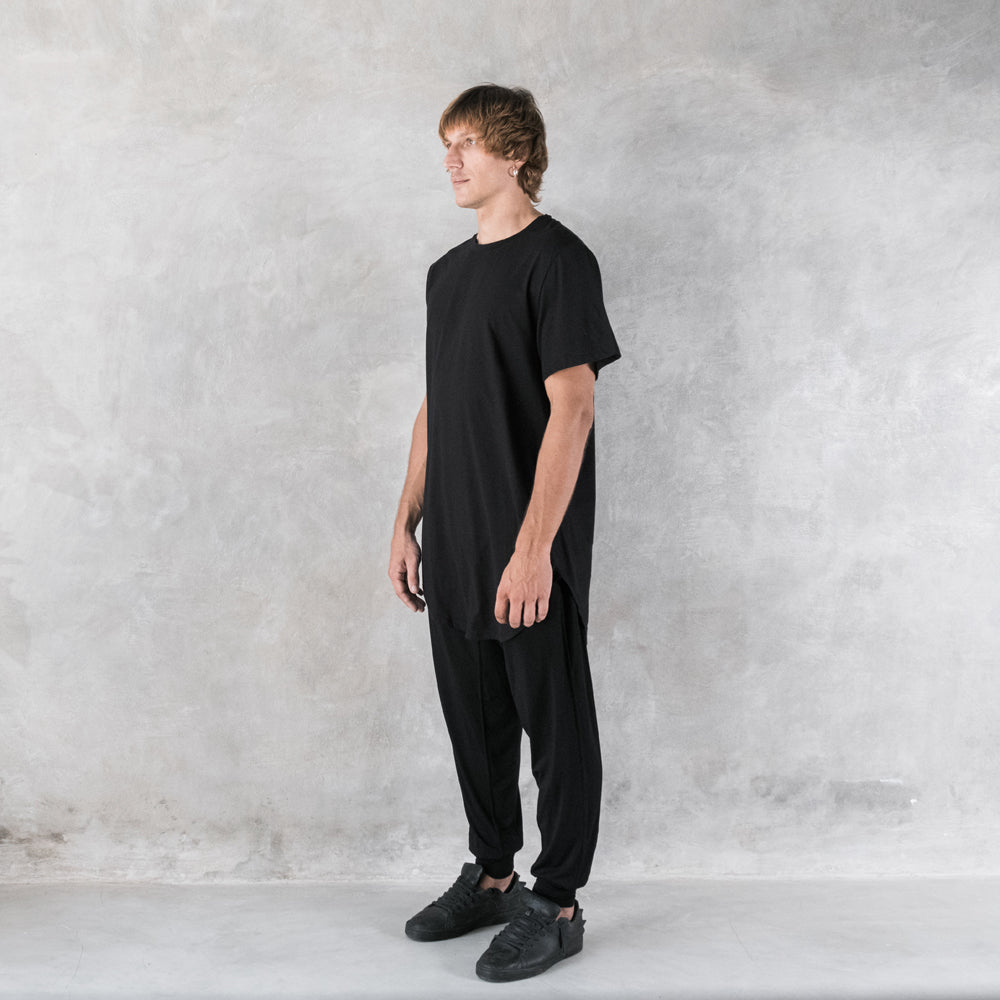 Men's Long Black T-Shirt Organic Cotton