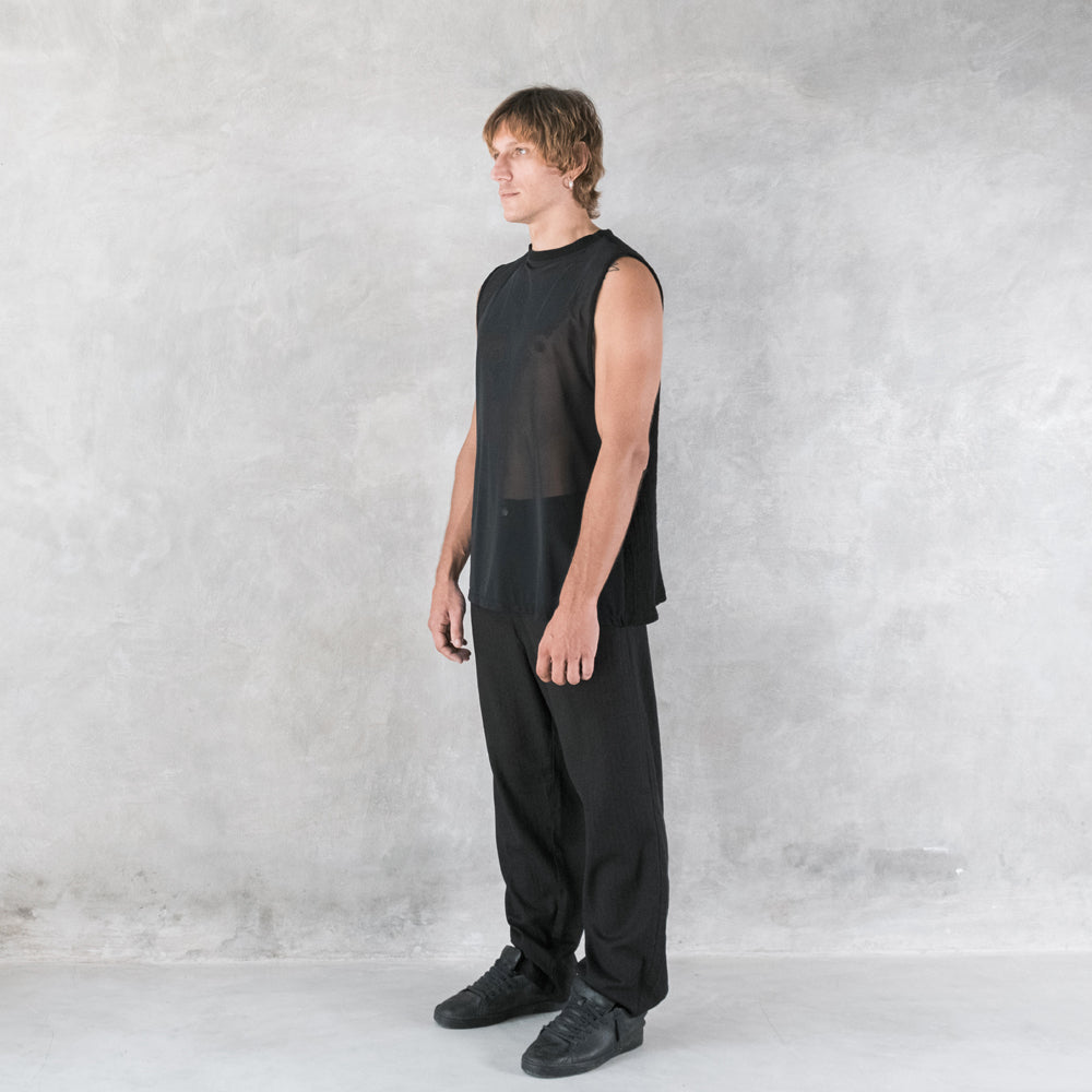Hemp Gauze Mesh Muscle Tee Men