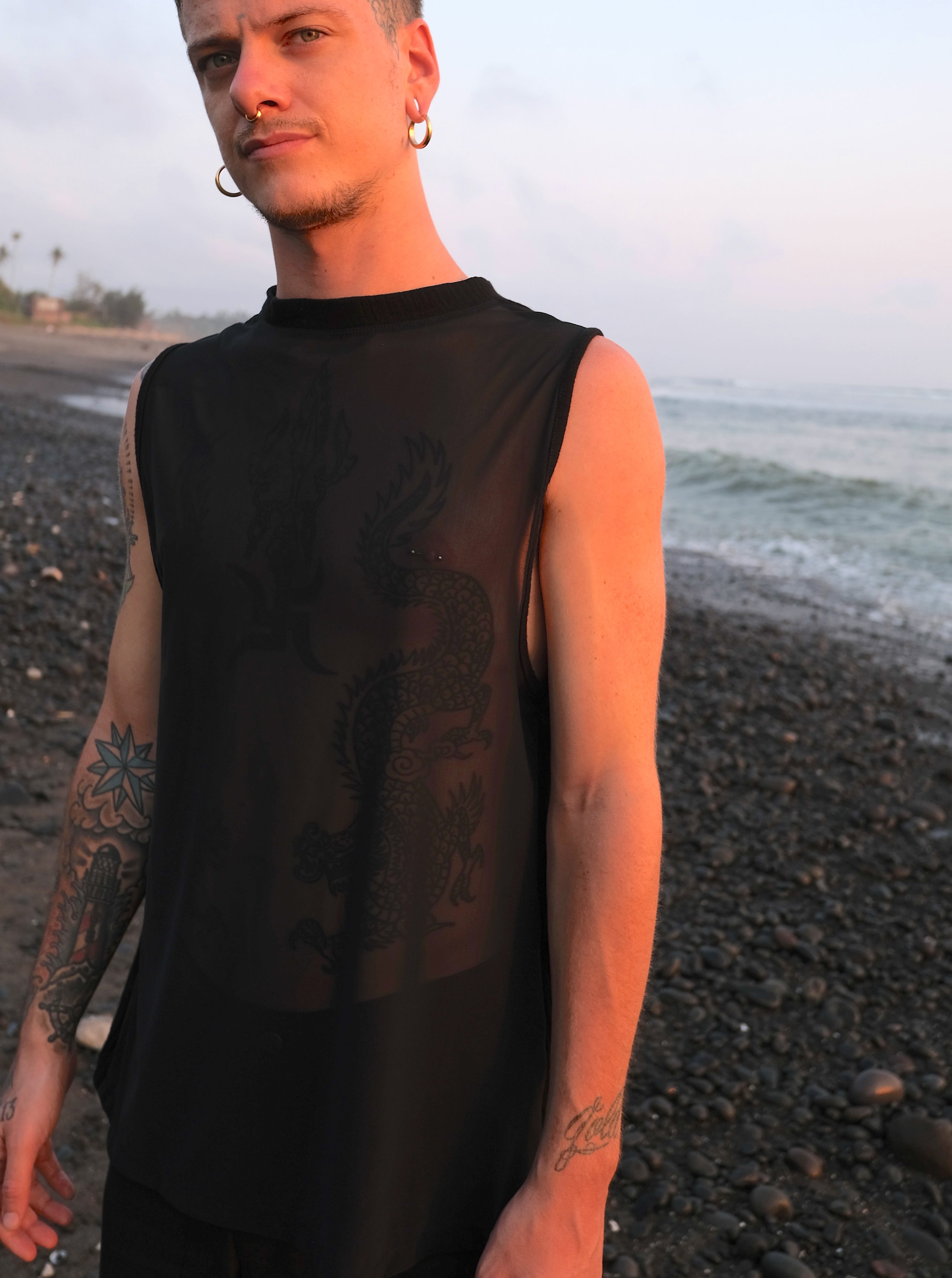 Hemp Gauze Mesh Muscle Tee