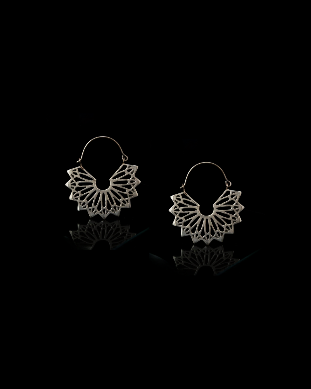 Mandala Hoop Earrings Silver