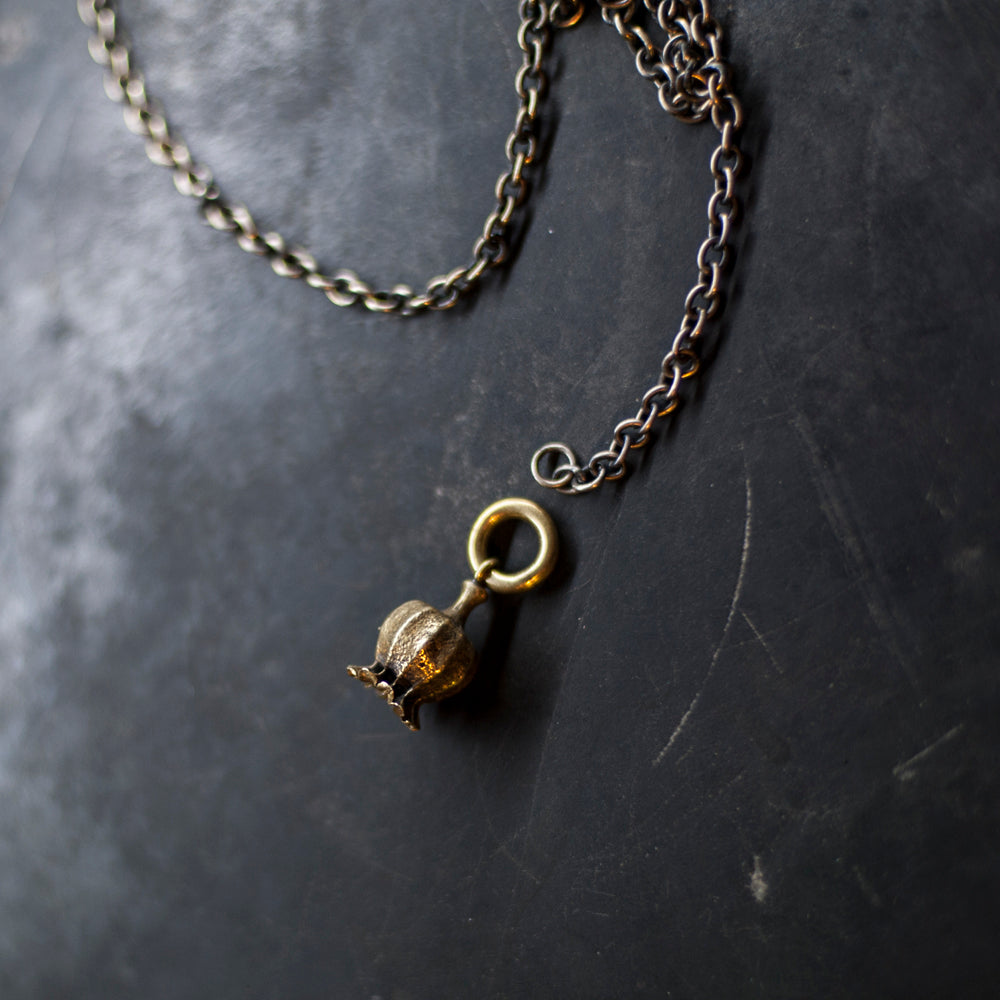 Poppy Pod Pendant Brass