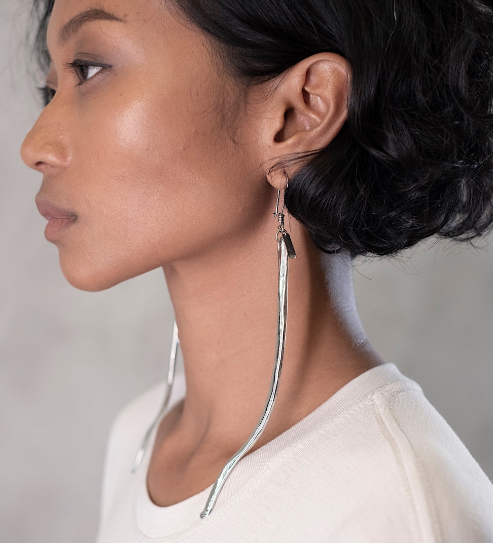 Rib Bone Earrings Silver